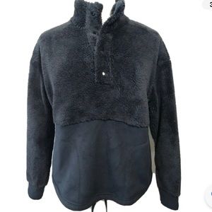 All In Motion Women's Snap Front Cozy Sherpa Pullover Sweatshirt. Black Size XXL